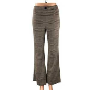 Active USA Women's Plaid Check High Rise Bootcut Flare Trousers Dress Pants Sz S